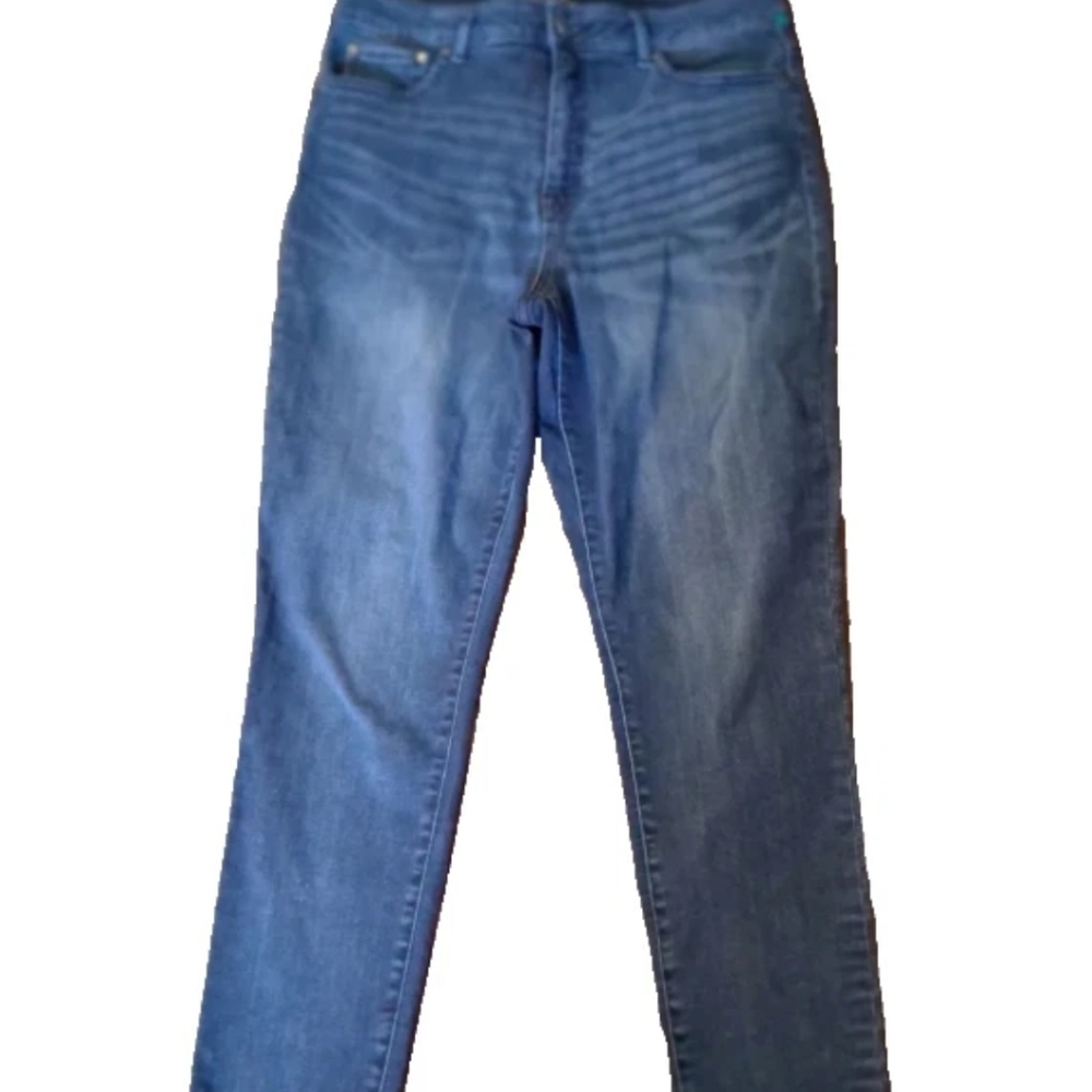 Time And Tru Womens 14 32 X 28 Straight Leg Dark Stone Wash Whiskering  Jeans